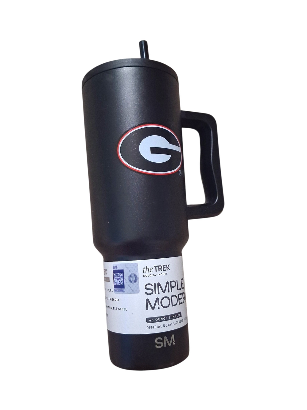 theTREK 40oz Matte Black Travel Mug with Handle - University G Logo